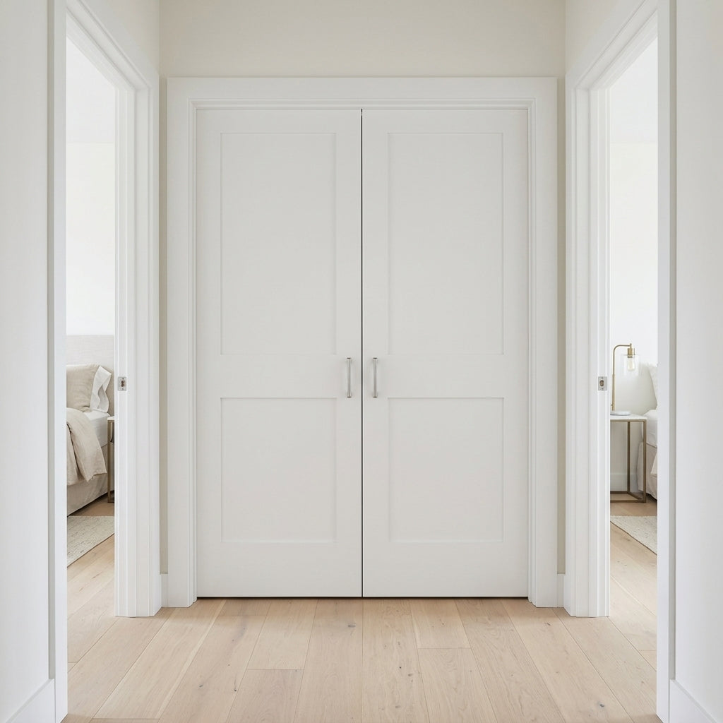 Shaker Primed MDF 2 Panel Interior Double Door | Krosswood Doors