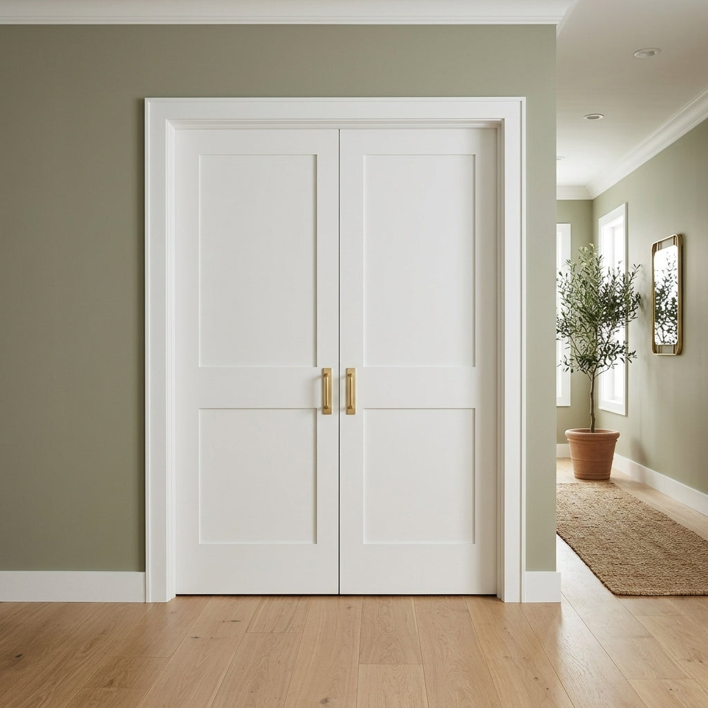 Shaker Primed MDF 2 Panel Interior Double Door | Krosswood Doors