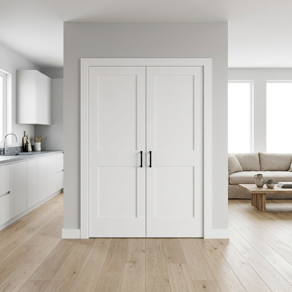 2-Panel Shaker Solid Core MDF Interior Double Door | Krosswood
