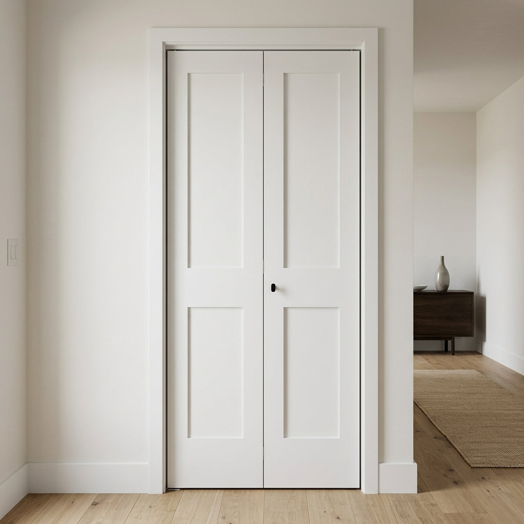 Shaker 2-Panel Solid Core MDF Bifold Closet Door | Krosswood
