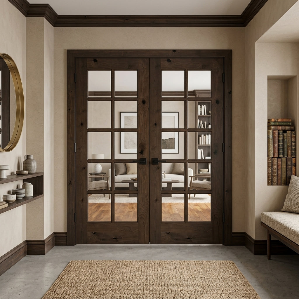 French 10-Lite Knotty Alder Glass Interior Double Door | Krosswood French 10-Lite Knotty Alder Glass Interior Double Door | Krosswood