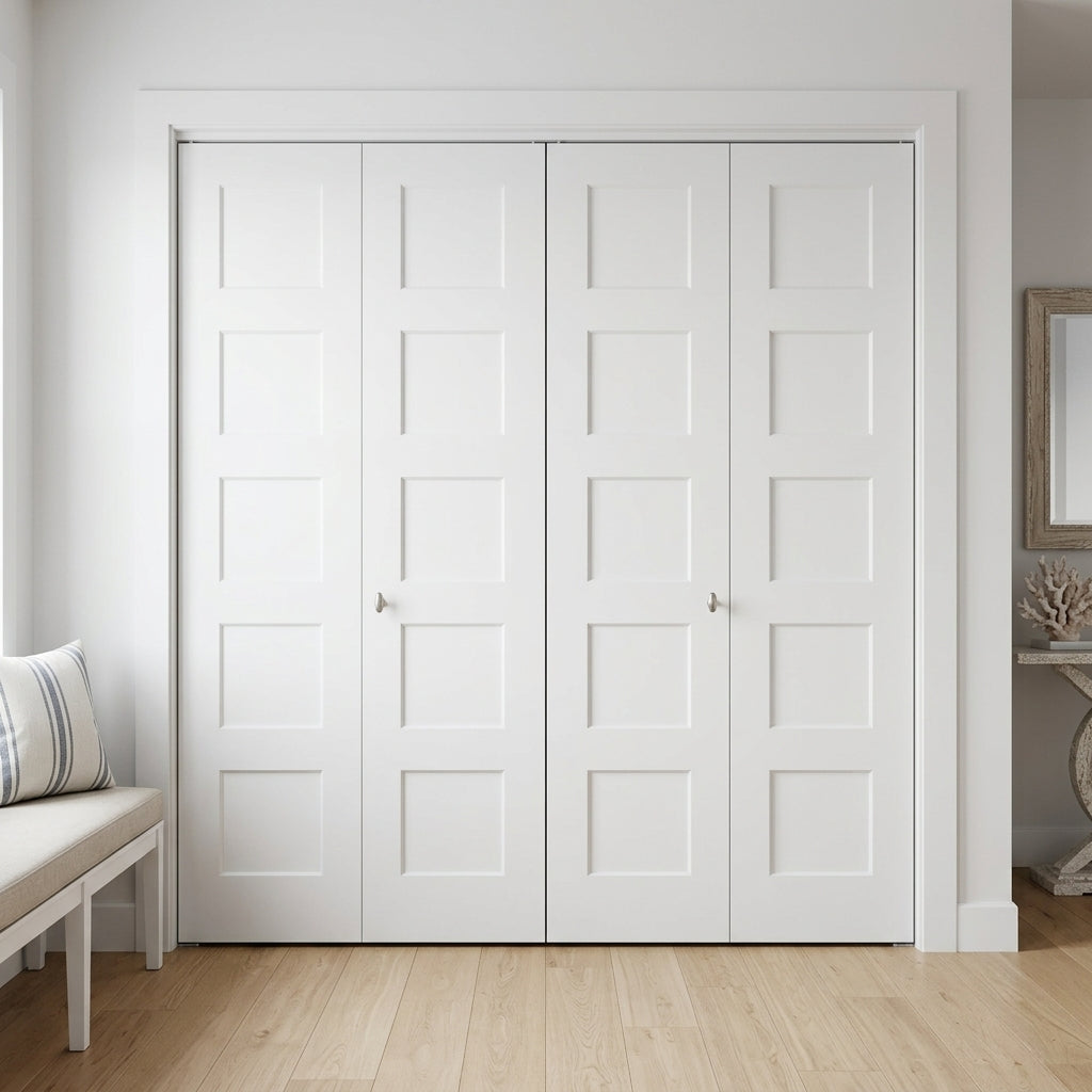 apartamento 5冊セット Shaker 5-Panel MDF Bifold Double Door with Hardware | Krosswood