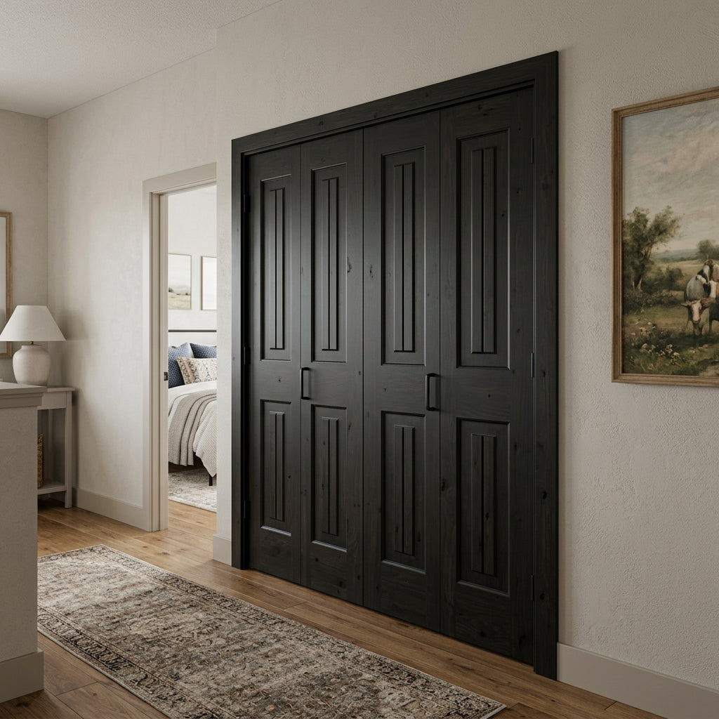 Modern Farmhouse Bi-Fold Interior Wood Double Doors | Krosswood