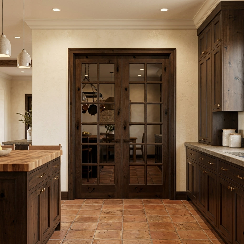 French 12-Lite Knotty Alder Glass Interior Double Door | Krosswood