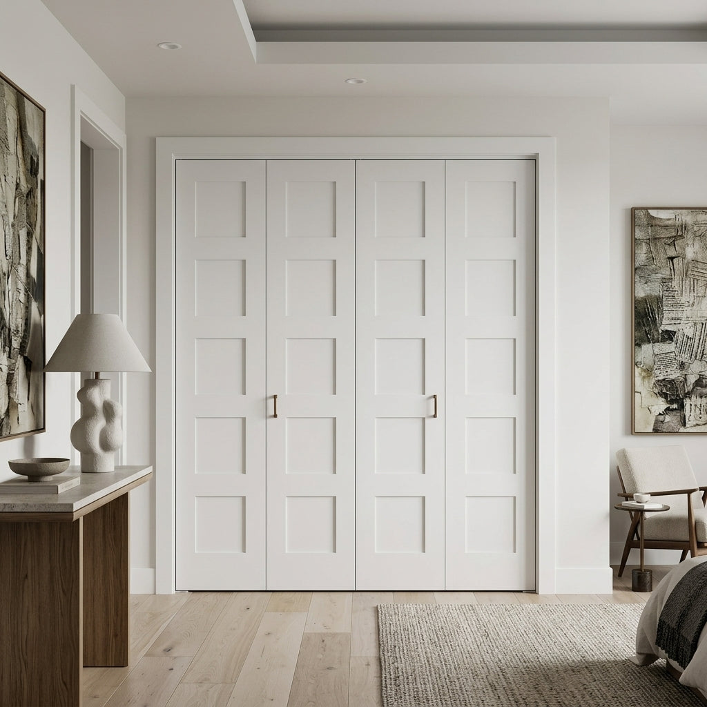 Shaker 5-Panel MDF Bifold Double Door with Hardware | Krosswood