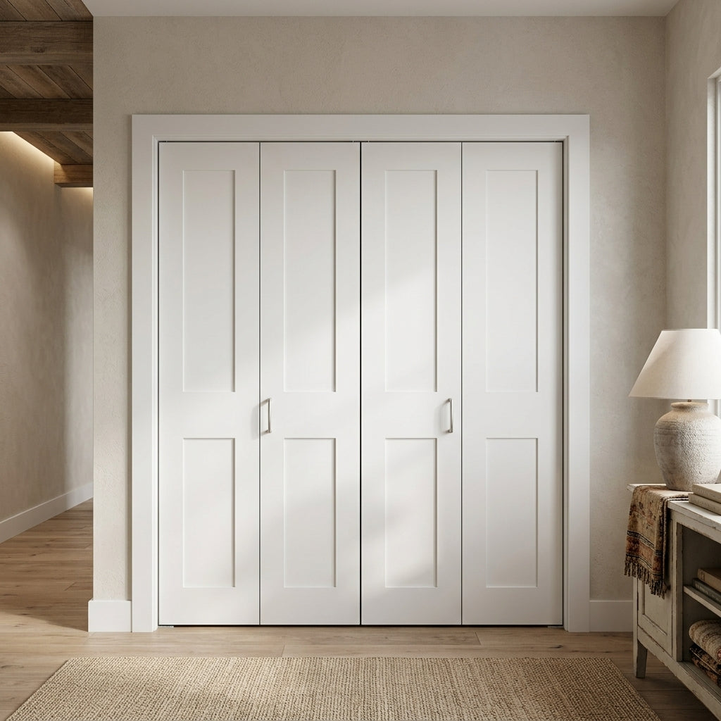 Shaker 2-Panel Solid Core MDF Bifold Double Closet Door