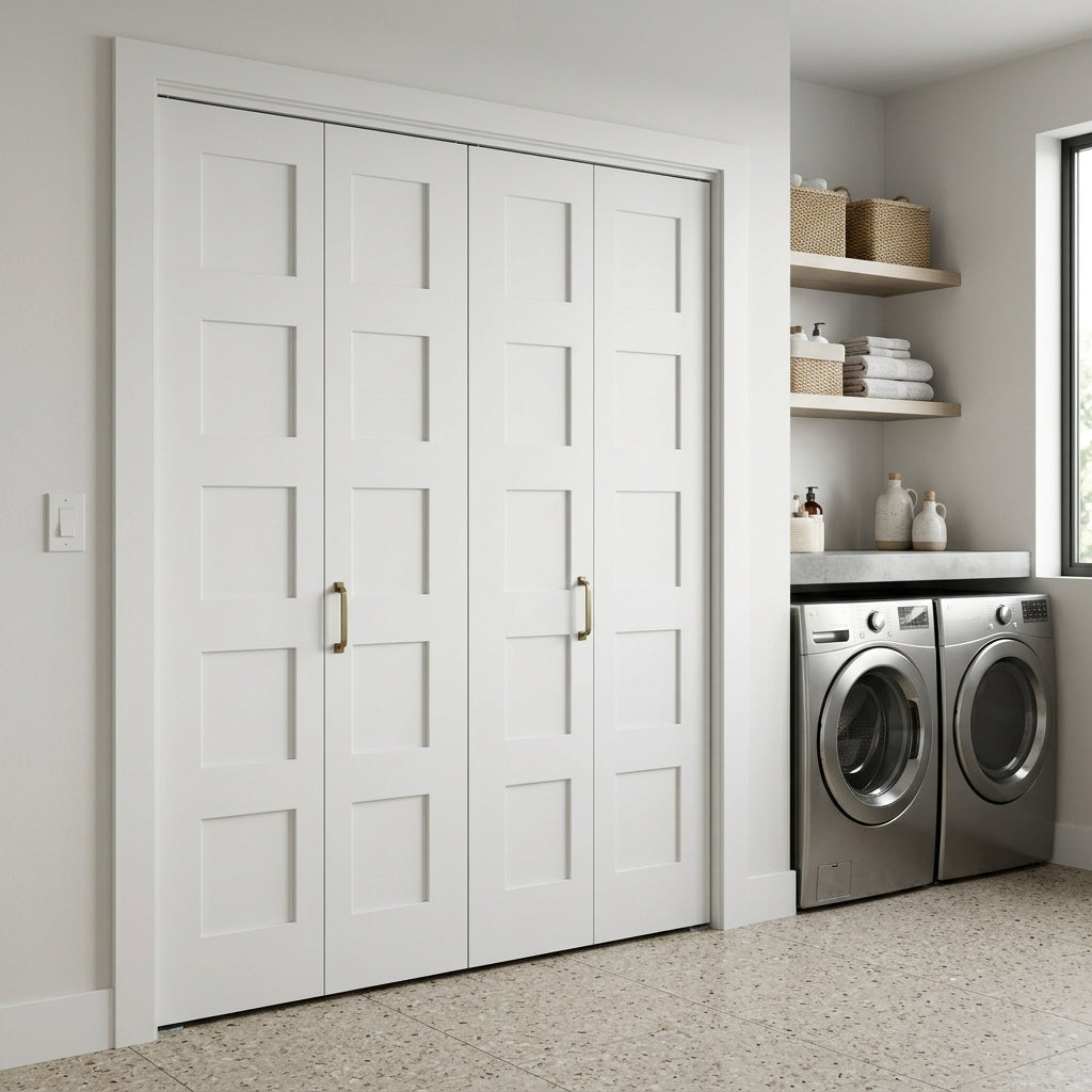 apartamento 5冊セット Shaker 5-Panel MDF Bifold Double Door with Hardware | Krosswood