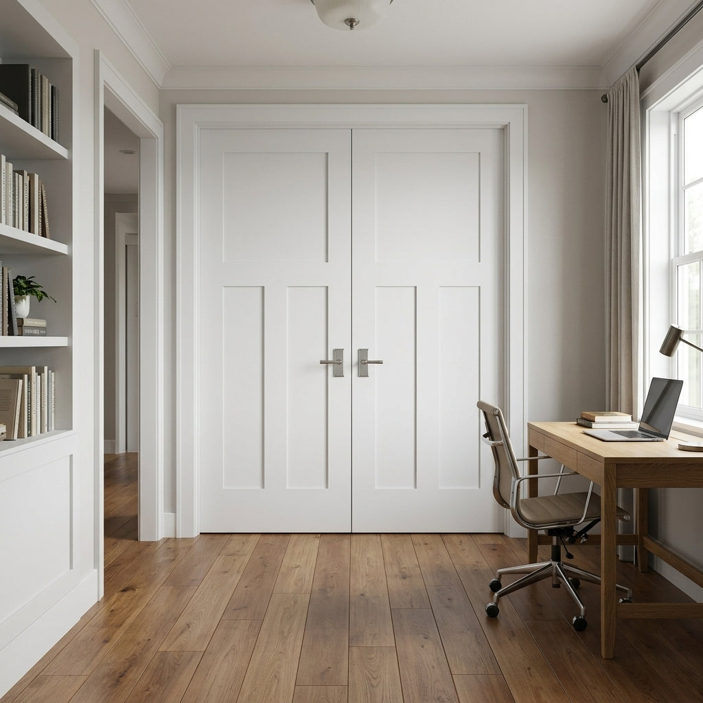 Krosswood Craftsman 3-Panel Primed MDF Double Interior Door