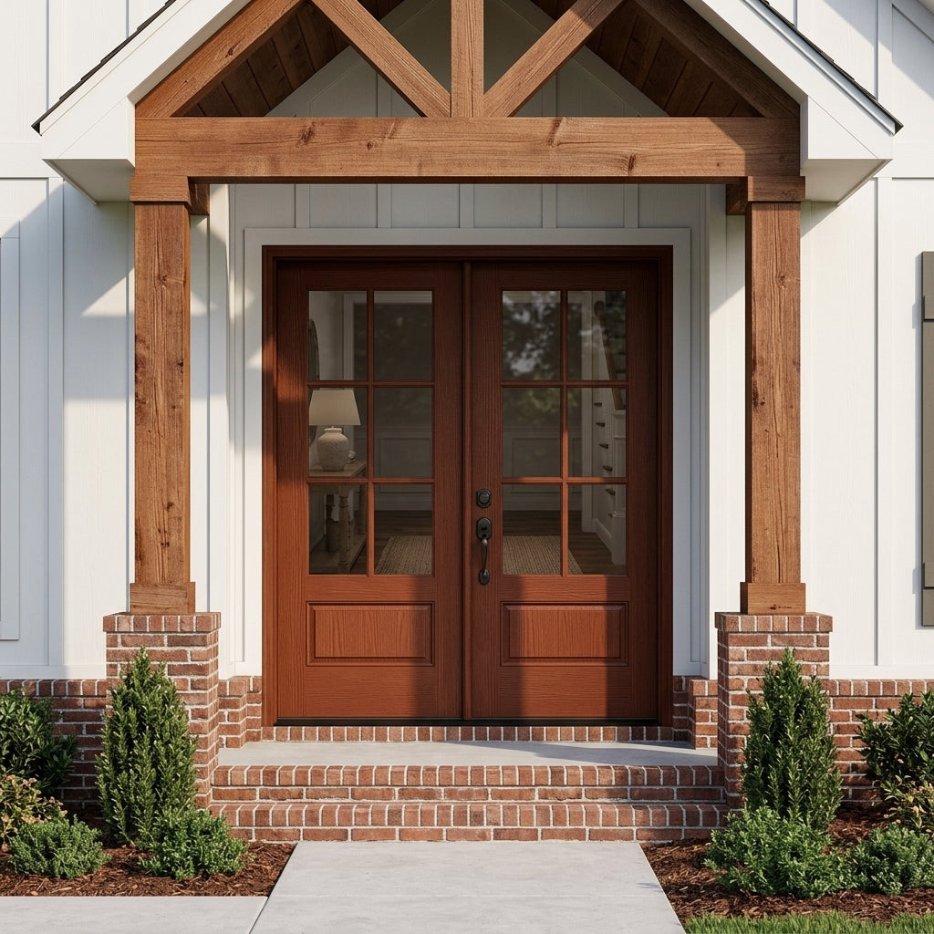Uintah Modern Farmhouse 6-Lite Fiberglass Double Door | Krosswood