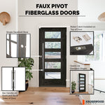 ASCEND Faux Pivot Modern Glass Window Fiberglass Front Double Door