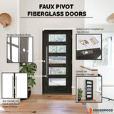 ASCEND Faux Pivot Modern Glass Window Fiberglass Front Double Door