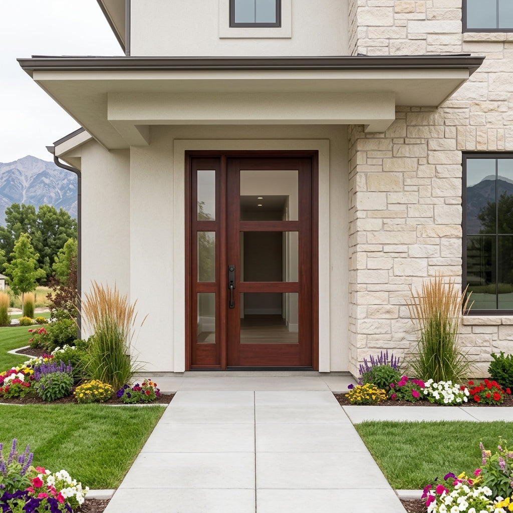Modern Hemlock 3 Lite Clear Glass Exterior Door | Krosswood Doors