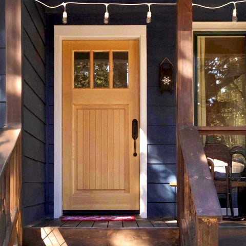 Craftsman 3 Lite Glass Hemlock Wood Front Door
