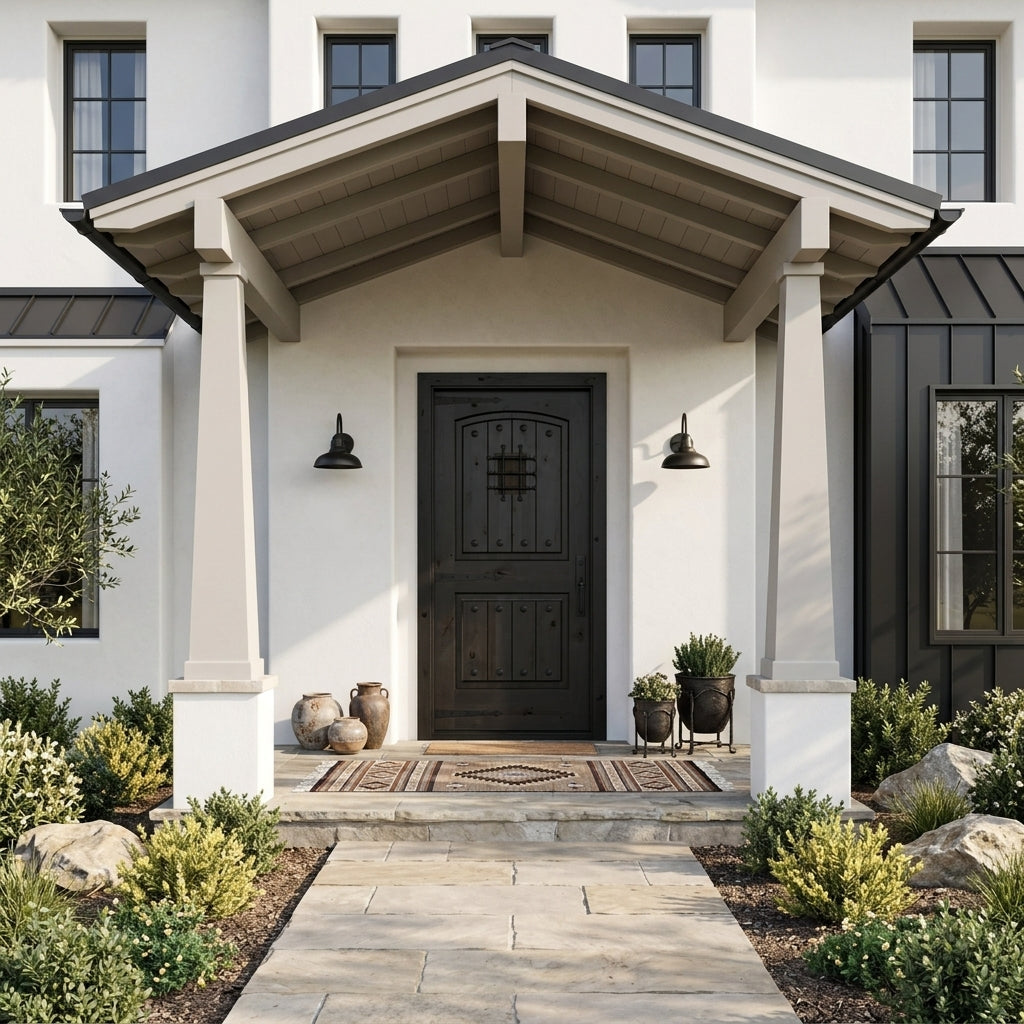 Krosswood Mediterranean Arch Top Knotty Alder Wood Front Door