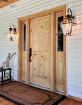 Rustic Knotty Alder 2 Panel Square Top V-Groove Exterior Door