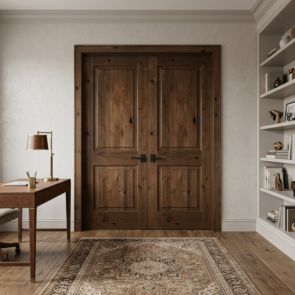 Farmhouse Knotty Alder Square-Top Double Door | Krosswood