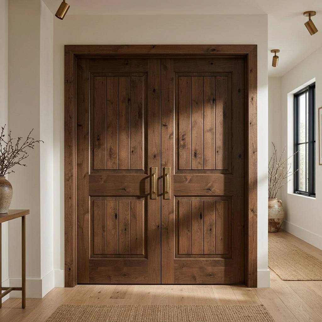 Knotty Alder Square-Top V-Groove Double Door | Krosswood