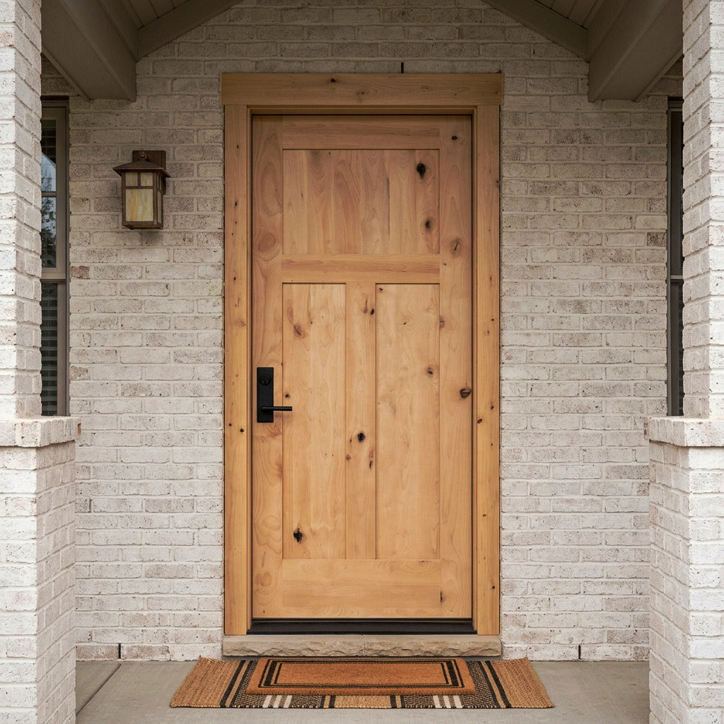 Krosswood Craftsman 3-Panel Knotty Alder Exterior Door – Krosswood