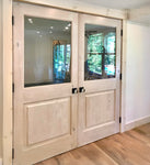Knotty Alder Wood Half Glass Window Double Door
