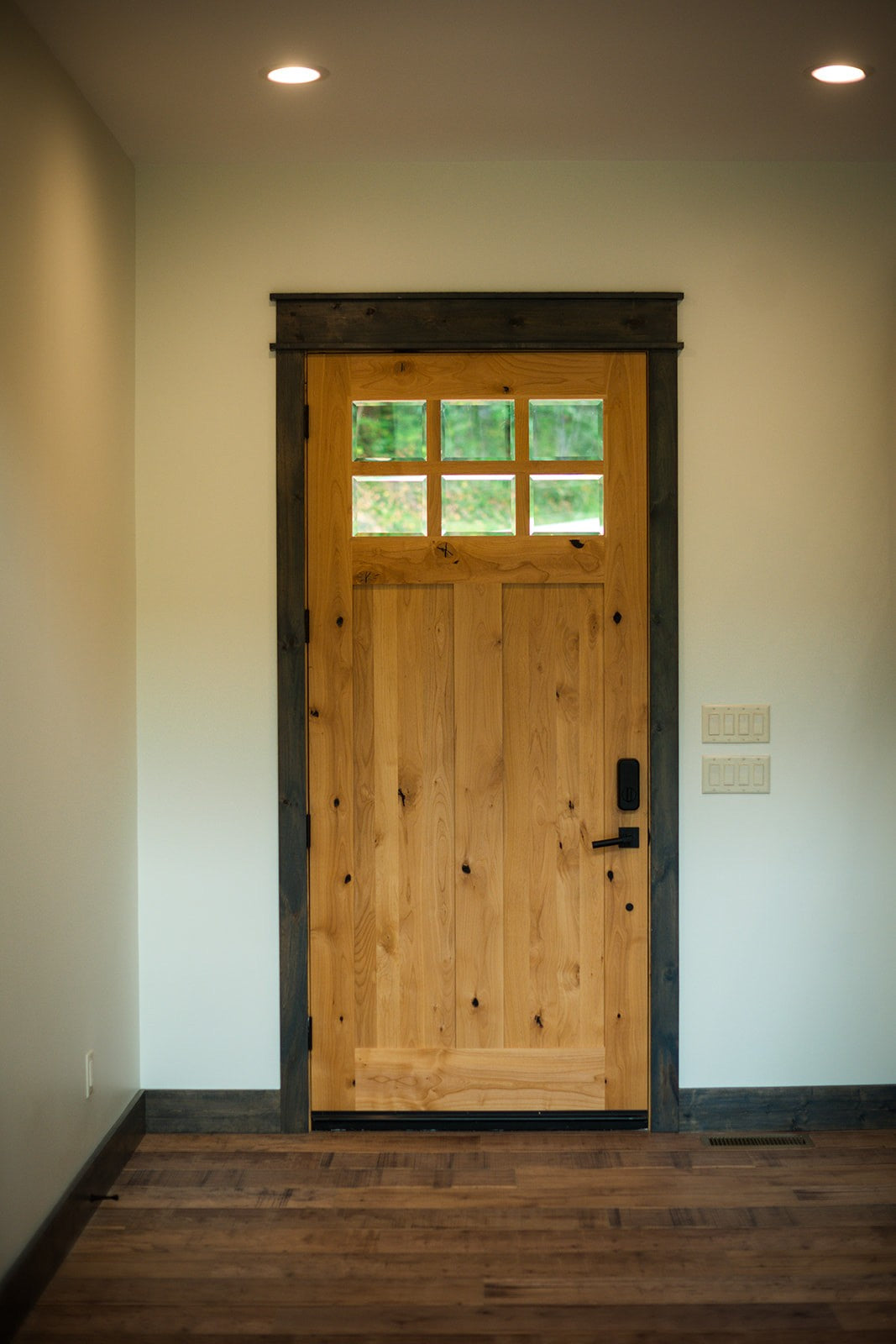 Craftsman Knotty Alder 6 Lite Glass Window Wood Front Door