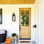 Farmhouse Knotty Alder Wood 4 Lite Glass Window Front Door