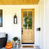 Farmhouse Knotty Alder Wood 4 Lite Glass Window Front Door