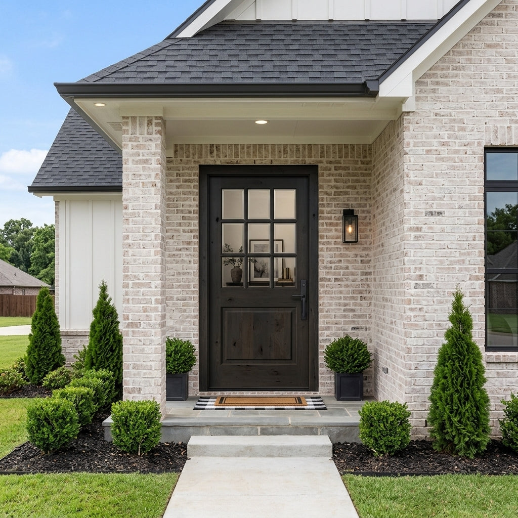 Modern Farmhouse 9 Lite Knotty Alder Exterior Door | Krosswood