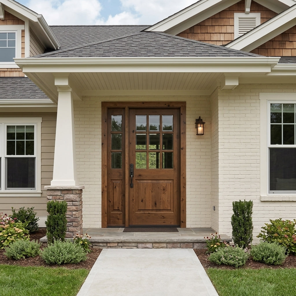 Modern Farmhouse 9 Lite Knotty Alder Exterior Door | Krosswood