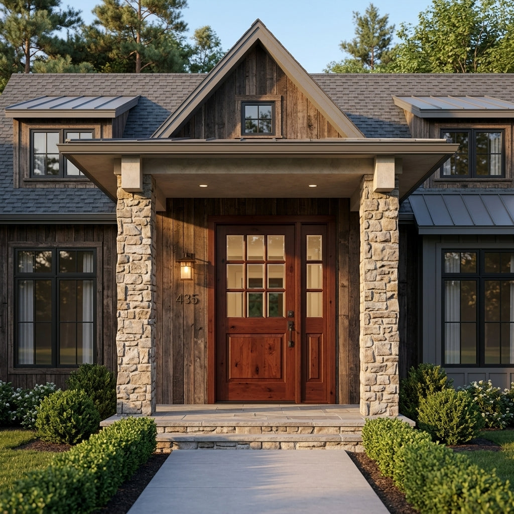 Modern Farmhouse 9 Lite Knotty Alder Exterior Door | Krosswood