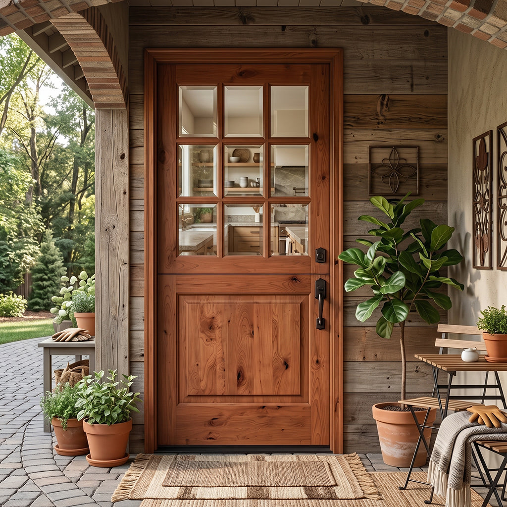 Modern Farmhouse Knotty Alder 9 Lite Exterior Dutch Door