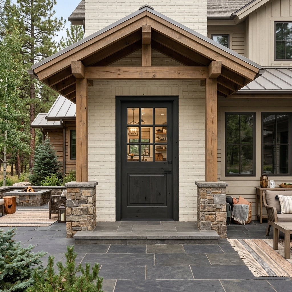 Modern Farmhouse Knotty Alder 9 Lite Exterior Dutch Door