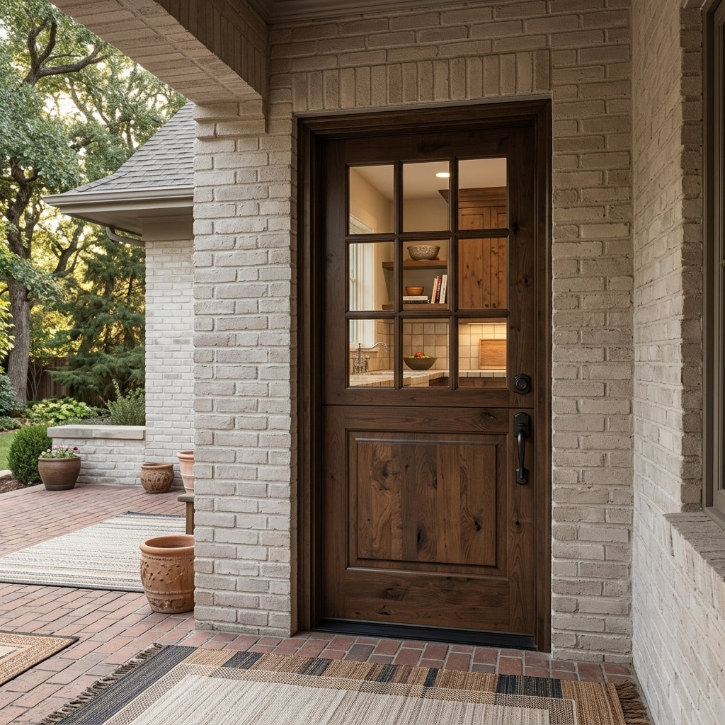 Modern Farmhouse Knotty Alder 9 Lite Exterior Dutch Door