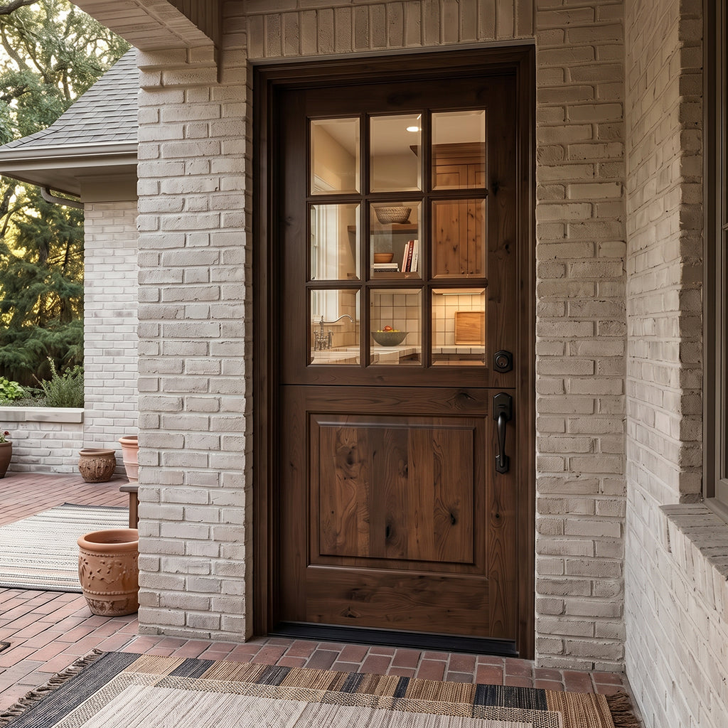 Modern Farmhouse Knotty Alder 9 Lite Exterior Dutch Door