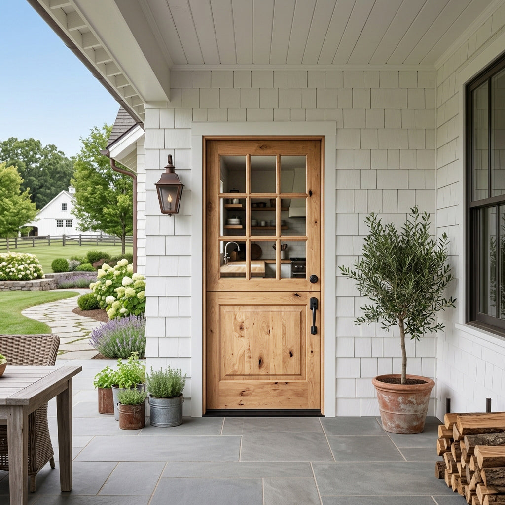 Modern Farmhouse Knotty Alder 9 Lite Exterior Dutch Door