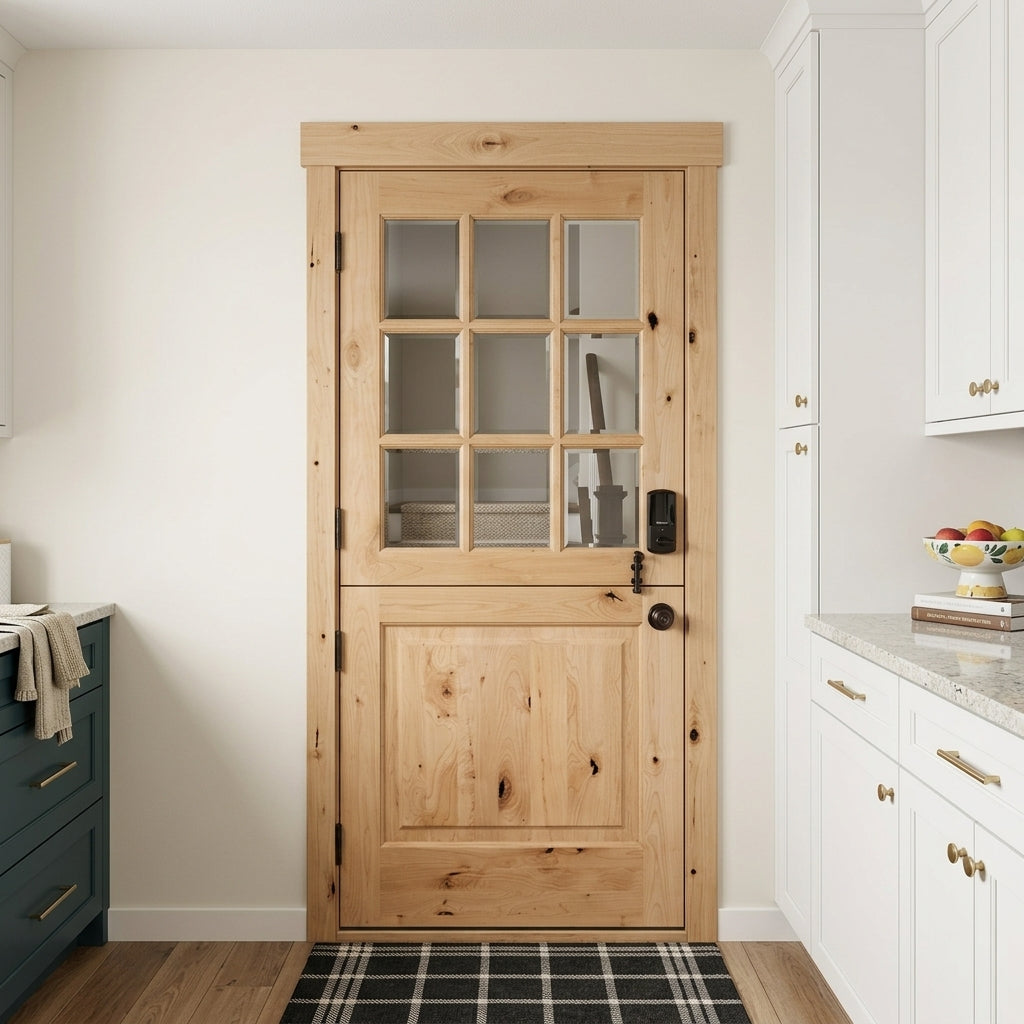 Farmhouse Knotty Alder 9-Lite Glass Interior Dutch Door