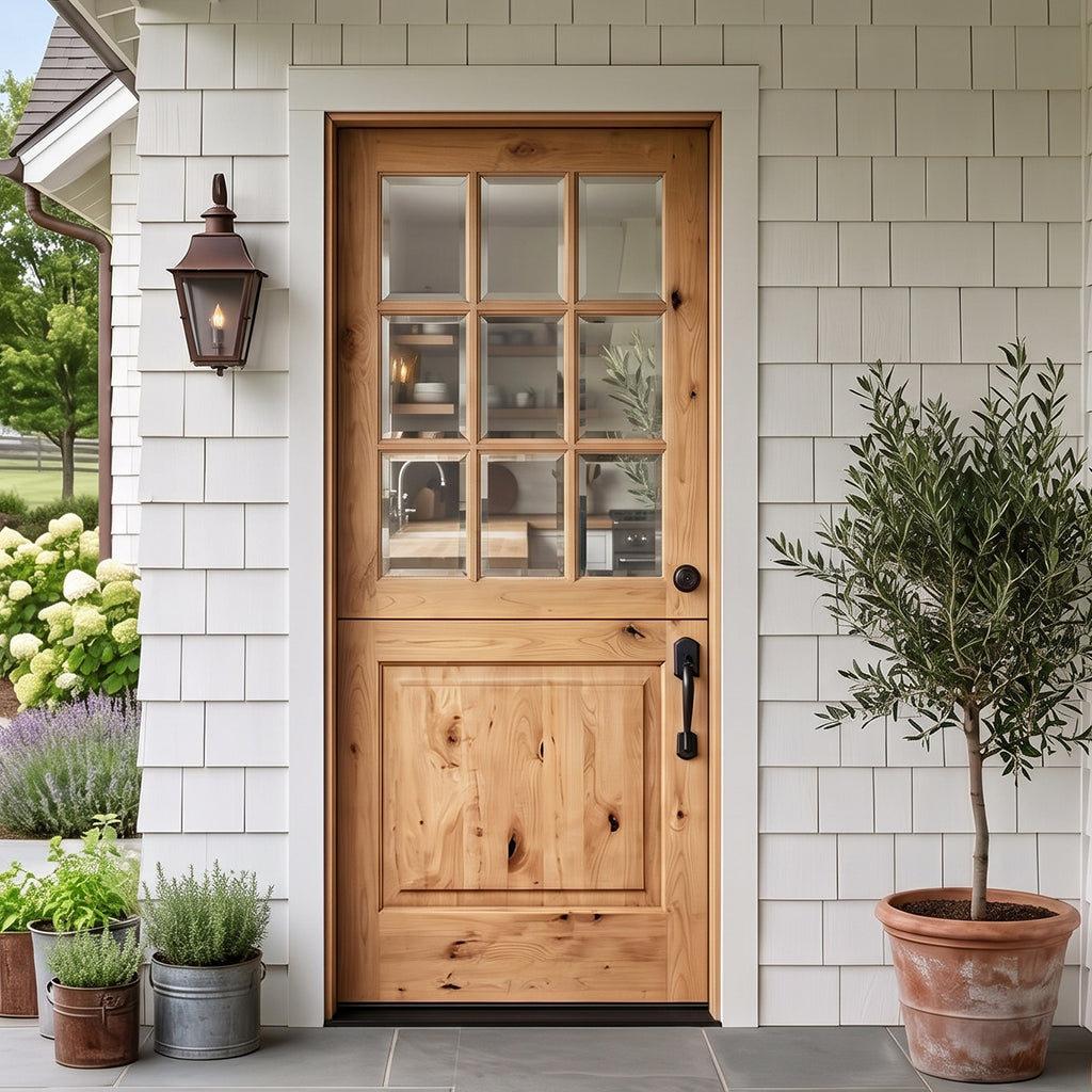 Modern Farmhouse Knotty Alder 9 Lite Exterior Dutch Door