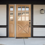 Arch Top Farmhouse 9 Lite Clear Glass X-Panel Wood Front Door