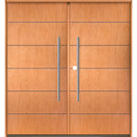 TETON Faux Pivot Modern Fiberglass Front Double Door