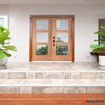 BRIGHTON Modern Fiberglass 3 Lite Clear Glass Double Door