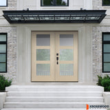 BRIGHTON Modern Fiberglass 3 Lite Satin Glass Double Door