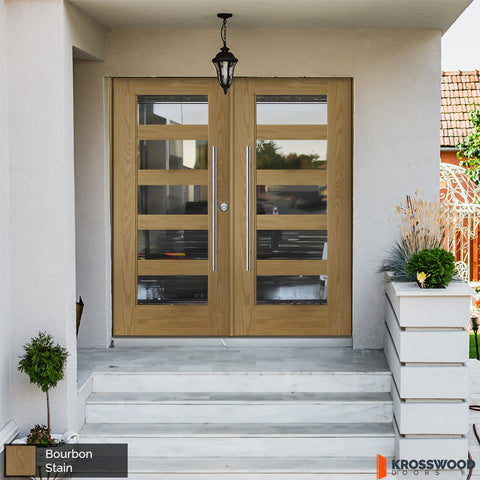 Exterior Fiberglass Double Entry Doors Modern Fiberglass Wood Like
