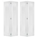 Shaker Single Panel Primed MDF Bifold Double Door with Hardware