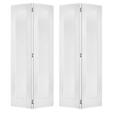 Shaker Single Panel Primed MDF Bifold Double Door with Hardware