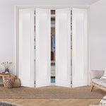 Shaker Single Panel Primed MDF Bifold Double Door with Hardware