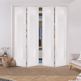 Shaker Single Panel Primed MDF Bifold Double Door with Hardware