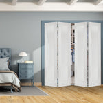 Shaker Single Panel Primed MDF Bifold Double Door with Hardware