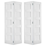 Shaker 5 Panel MDF Bifold Double Door with Hardware