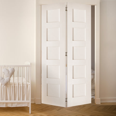 Shaker 5 Panel MDF Bifold Closet Door with Hardware