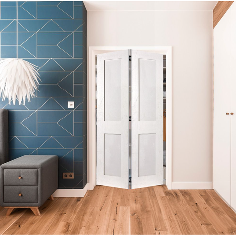 Shaker 2 Panel MDF Bifold Closet Door with Hardware