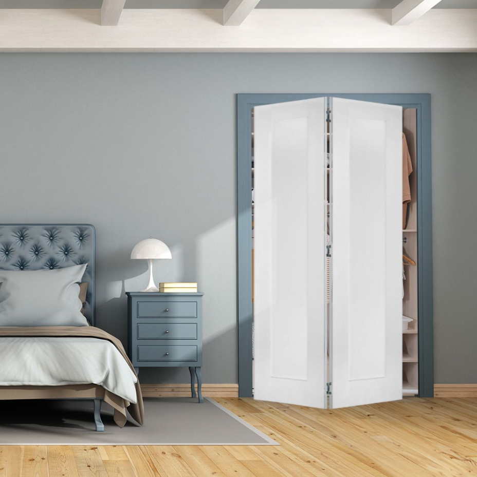 Byfold Doors With Magazine Rack Shaker Bi-Fold 1 Panel Primed MDF Interior Bifold Door | Krosswood ...